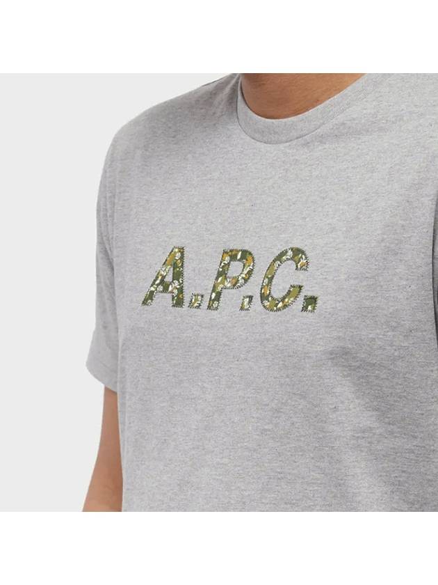 Liberty Camo Logo Short Sleeve T-Shirt Heathered Light Grey - A.P.C. - BALAAN 5