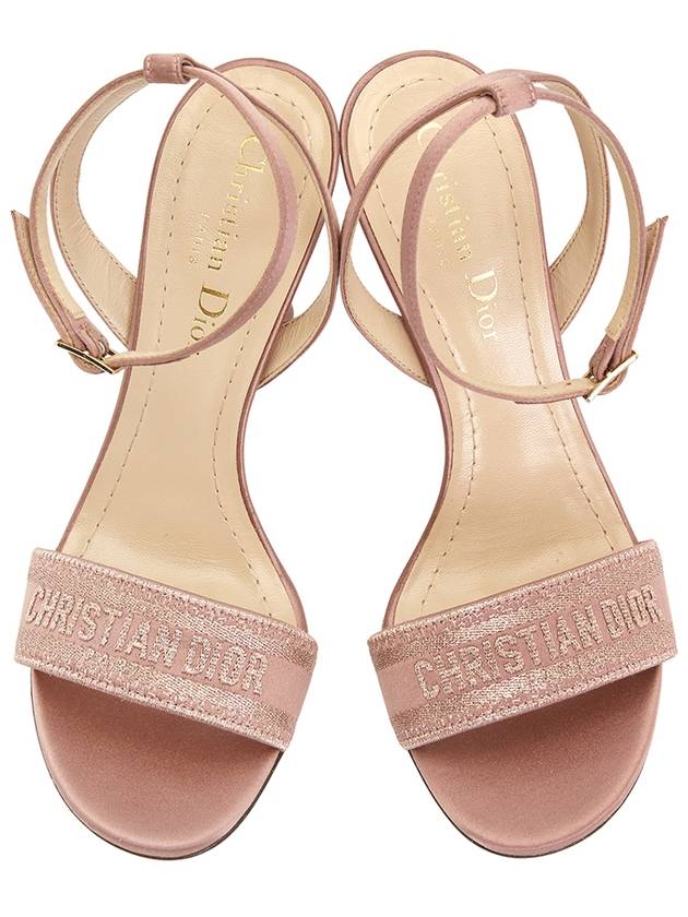 Dway Metallic Thread Embroidered Satin Sandal Heels Rose Des Vents - DIOR - BALAAN 3