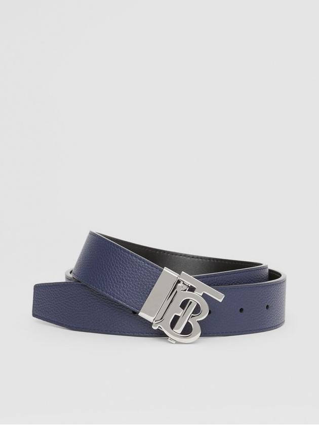 Reversible Monogram Leather Belt Navy - BURBERRY - BALAAN 10