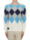 Argyle Wool Cashmere Knit Top Grey Blue - MONCLER - BALAAN 2