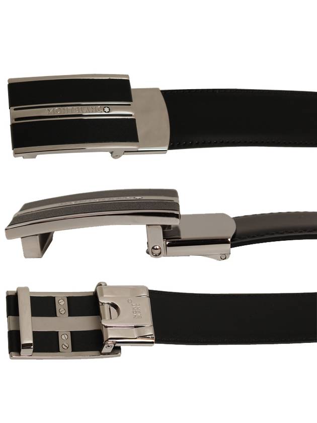 Classic Plate Buckle Leather Belt Black - MONTBLANC - BALAAN 3