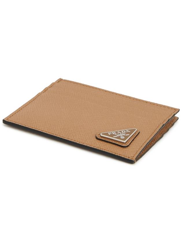 Triangle Logo Saffiano Card Wallet Caramel - PRADA - BALAAN 4