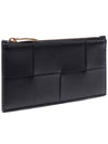 Intrecciato Zipper Card Wallet Black - BOTTEGA VENETA - BALAAN 4