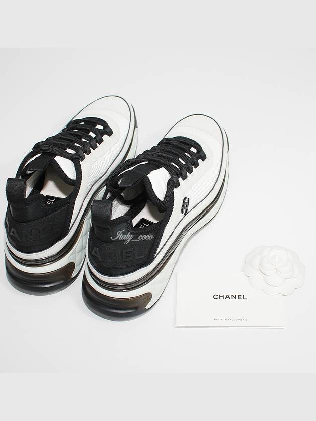 mixed fiber white CC logo low top sneakers black dark gray - CHANEL - BALAAN.