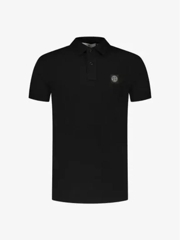 Pique Stretch Cotton Short Sleeve Polo Shirt Black - STONE ISLAND - BALAAN 3