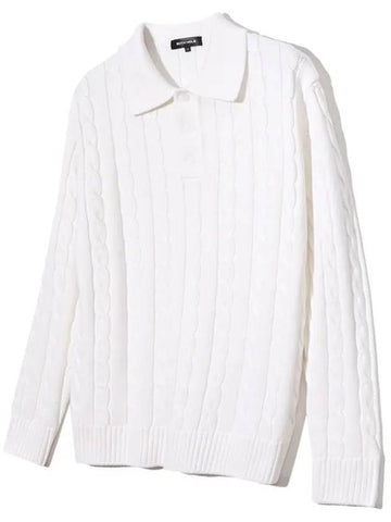 Cable collar knit IVORY - 20THHOLE - BALAAN 1