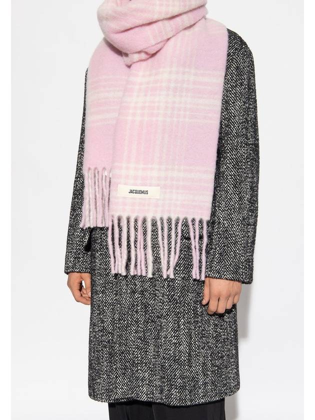 L’echarpe Carro Le Chouchou Jacquard Check Scarf Light Pink - JACQUEMUS - BALAAN 7