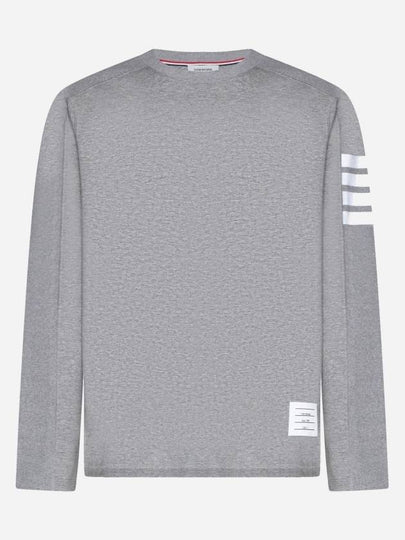 4-Bar Striped Cotton Long Sleeve T-Shirt Light Grey - THOM BROWNE - BALAAN 2