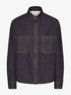 Embroidered Logo Pocket Denim Cotton Long Sleeve Shirt Navy - VALENTINO - BALAAN 2