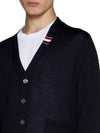 Men's Jersey Stitch V-Neck Cardigan Navy - THOM BROWNE - BALAAN 5