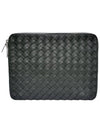 Women s 652870 Dark Green Intrecciato Document Clutch Bag - BOTTEGA VENETA - BALAAN 1