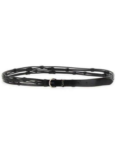 Men's Croissant de Rune Leather Belt Black - SAINT LAURENT - BALAAN 2