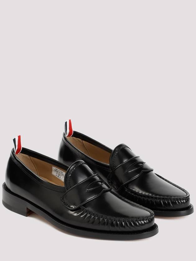 Pleated Leather Penny Loafers Black - THOM BROWNE - BALAAN 4