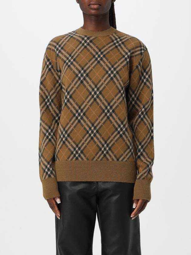 Check Wool Mohair Blend Knit Top Brown - BURBERRY - BALAAN 2