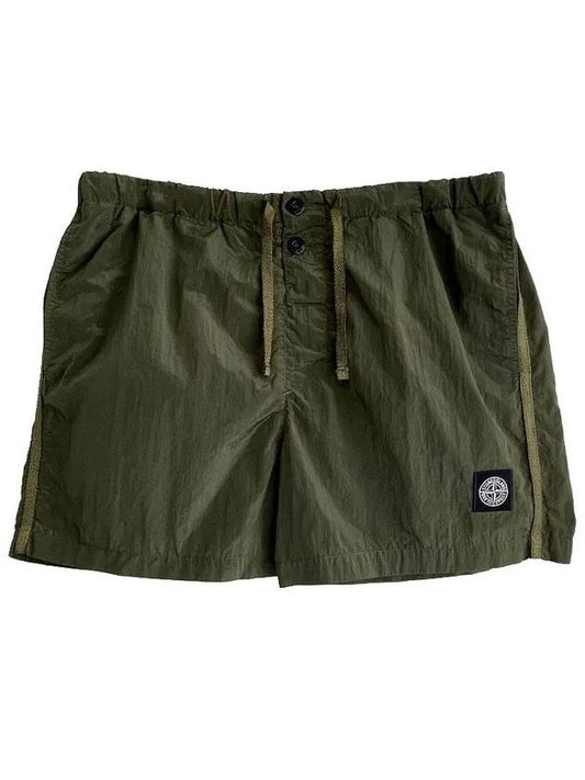 Logo Patch Nylon Metal Swim Shorts Dark Green - STONE ISLAND - BALAAN 2