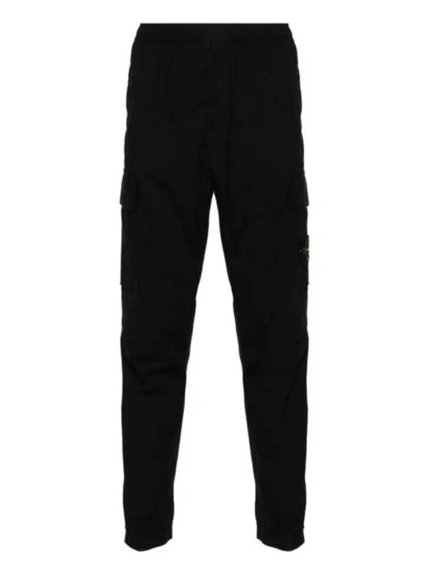 Stretch Cotton Tela Paracadute Cargo Straight Pants Black - STONE ISLAND - BALAAN 2