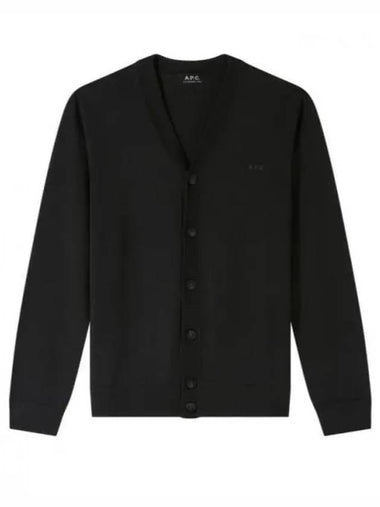 Joe Logo Embroidered Wool Cardigan Black - A.P.C. - BALAAN 1