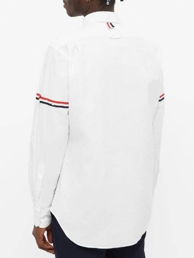 Oxford Striped Grosgrain Armband Classic Long Sleeve Shirt White - THOM BROWNE - BALAAN 5