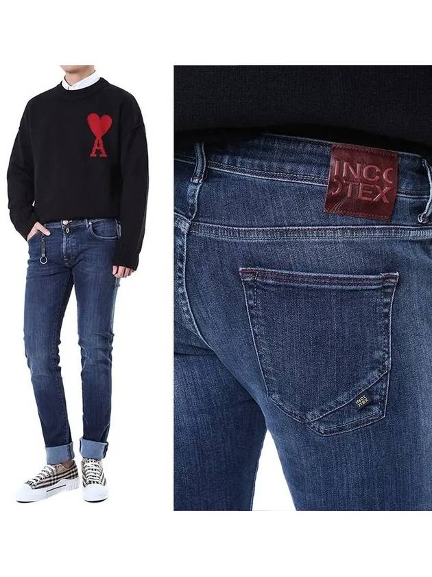 Denim ladder logo patch dark blue washed jeans BDPS0002 IL 00709 W2 002 - INCOTEX - BALAAN 2