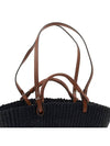 Small Ella Straw Basket Tote Bag Navy - TORY BURCH - BALAAN 10