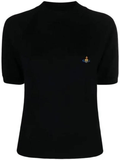 Embroidery ORB Logo Wool Knit Top Black - VIVIENNE WESTWOOD - BALAAN 2