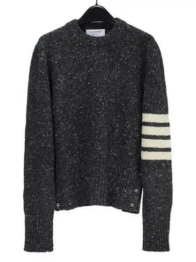 Diagonal Striped Mohair Wool Knit Top Dark Grey - THOM BROWNE - BALAAN 2