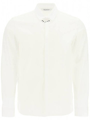 Men's Thunderbolt Long Sleeve Shirt White - NEIL BARRETT - BALAAN 1