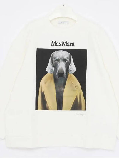 Embroidered Logo Crewneck Sweatshirt White - MAX MARA - BALAAN 2