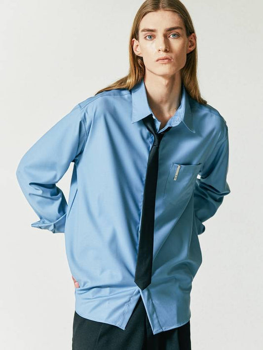 Fine Twill Tip Long Sleeve Shirt Sky Blue - S SY - BALAAN 1