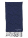 V Logo Jacquard Muffler Blue - VALENTINO - BALAAN 1