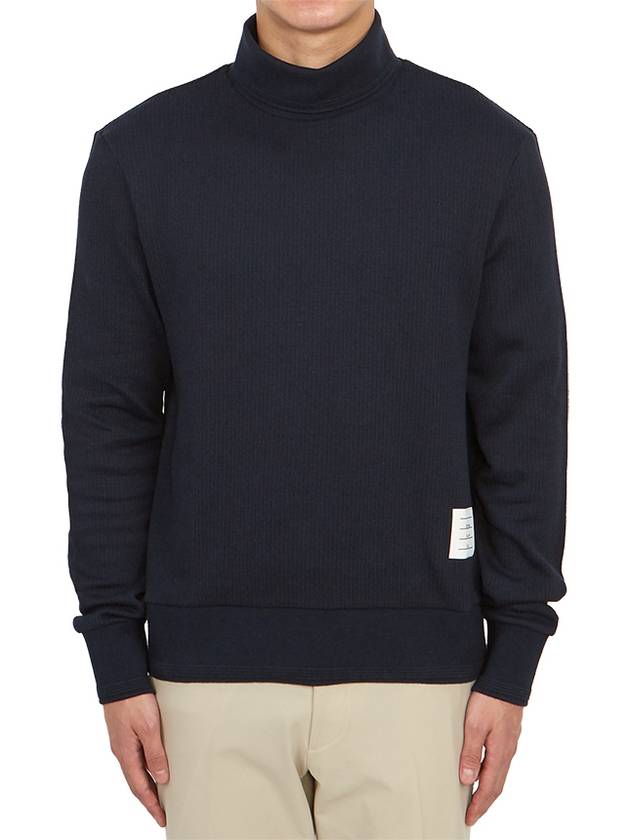 Thermal Rib Ottoman Stripe Turtleneck Navy - THOM BROWNE - BALAAN 2