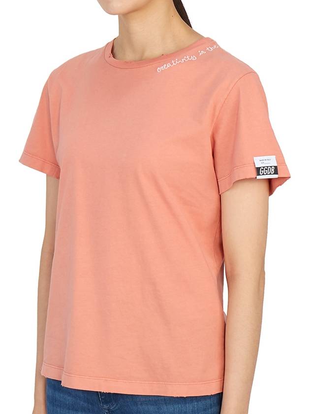 Ania Cotton Crewneck Short Sleeve T-Shirt Pink - GOLDEN GOOSE - BALAAN 5