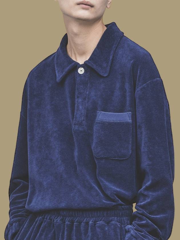 Terry overfit collar long sleeve t-shirt navy - IL TEMPO SELECT SHOP - BALAAN 2