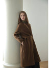 Kaisienne slim fit no collar slit wool embroidery stitch coat khaki brown - CAHIERS - BALAAN 7