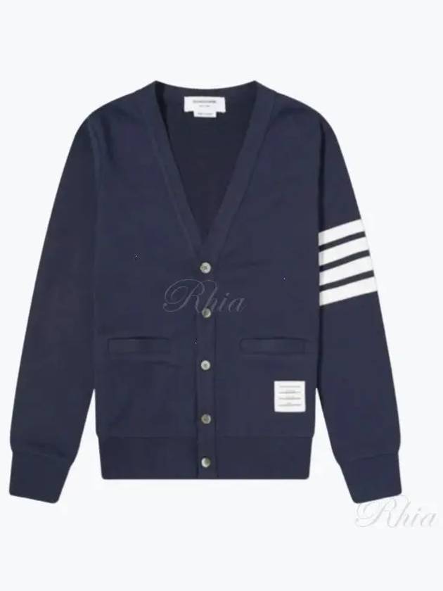 Classic V-Neck 4 Bar Stripe Cardigan Navy - THOM BROWNE - BALAAN 2