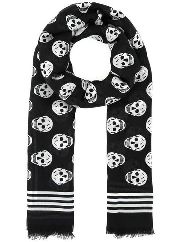 Skull Wool Scarf Black - ALEXANDER MCQUEEN - BALAAN 1