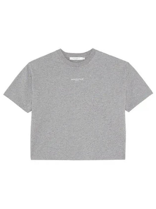 Paris Embroidered Logo Boxy Short Sleeve T-Shirt Gray Melange - MAISON KITSUNE - BALAAN 2