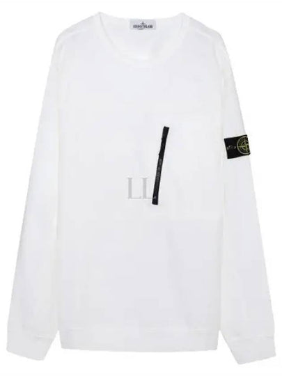 Logo Patch Cotton Crew Neck Sweatshirt White - STONE ISLAND - BALAAN 2