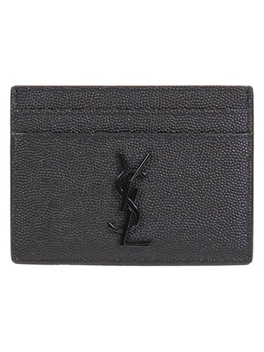 Monogram Caviar Leather Card Wallet Black - SAINT LAURENT - BALAAN 2