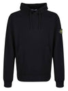 Wappen Patch Cotton Fleece Hoodie Black - STONE ISLAND - BALAAN 3