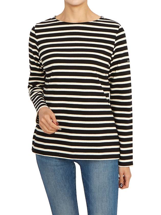 Women's Meridame II Striped Long Sleeve T-Shirt White Black - SAINT JAMES - BALAAN 6