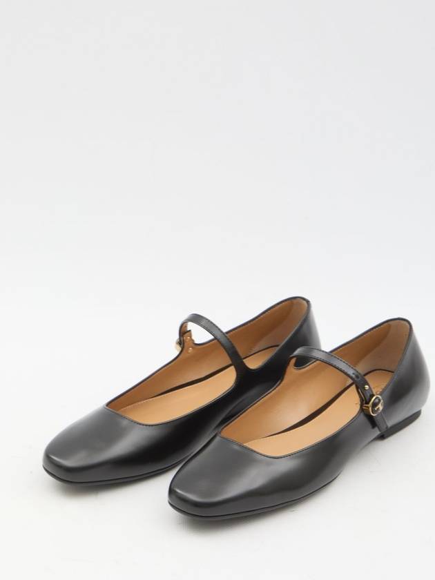 T Logo Mary Jane Flat Black - TOD'S - BALAAN 6