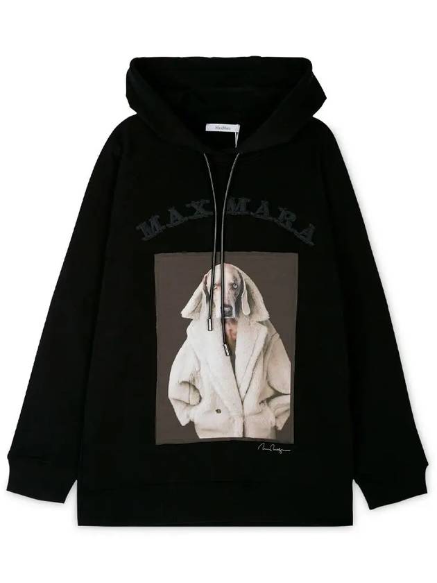 Lillo Graphic Print Cotton Hoodie Black - MAX MARA - BALAAN 4