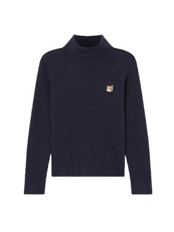 Fox Head Knit Wool Turtleneck Navy - MAISON KITSUNE - BALAAN 1