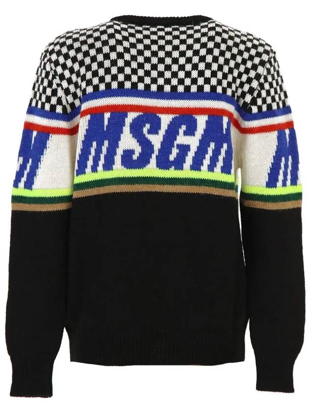 11th Anniversary Color Block Logo Check Knit Black 021375 200 - MSGM - BALAAN 3