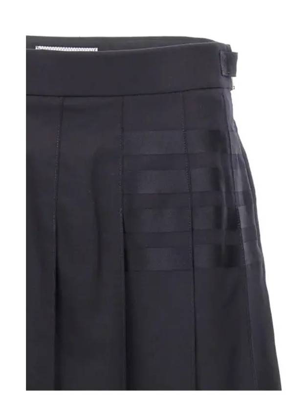 4 Bar Logo Plain Weave Wool Pleated Skirt Navy - THOM BROWNE - BALAAN 5