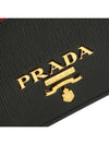 Big Metal Logo Two-Tone Card Wallet Black Red - PRADA - BALAAN 6