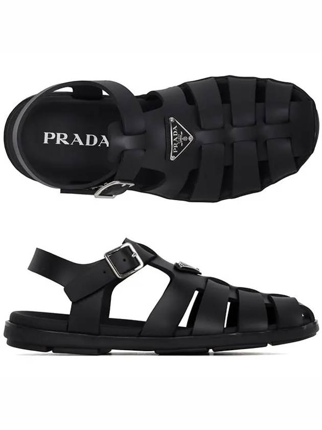 Triangle Logo Fisherman Rubber Sandals Black - PRADA - BALAAN 5