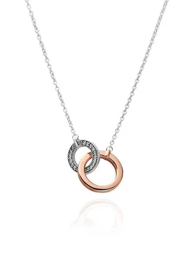 Signature Intertwined Circle Two-Tone Necklace Silver Rose Gold - PANDORA - BALAAN 2