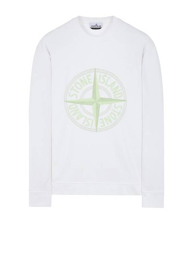 Garment Dyed Stitches Four Print Crewneck Sweatshirt White - STONE ISLAND - BALAAN 2